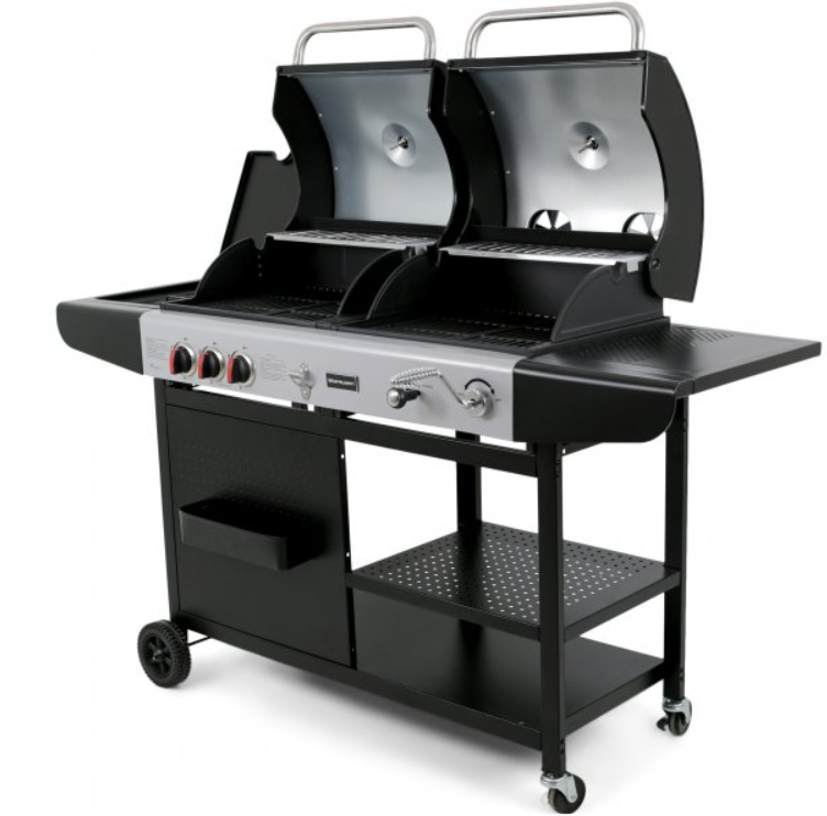 Kombinerad kol och gasolgrill gasol och kolgrill