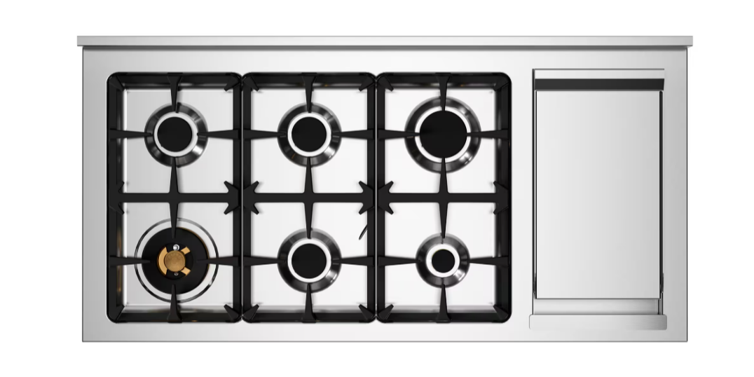gasspis med 6 brännare Bertazzoni Herigate gasspis 120 cm